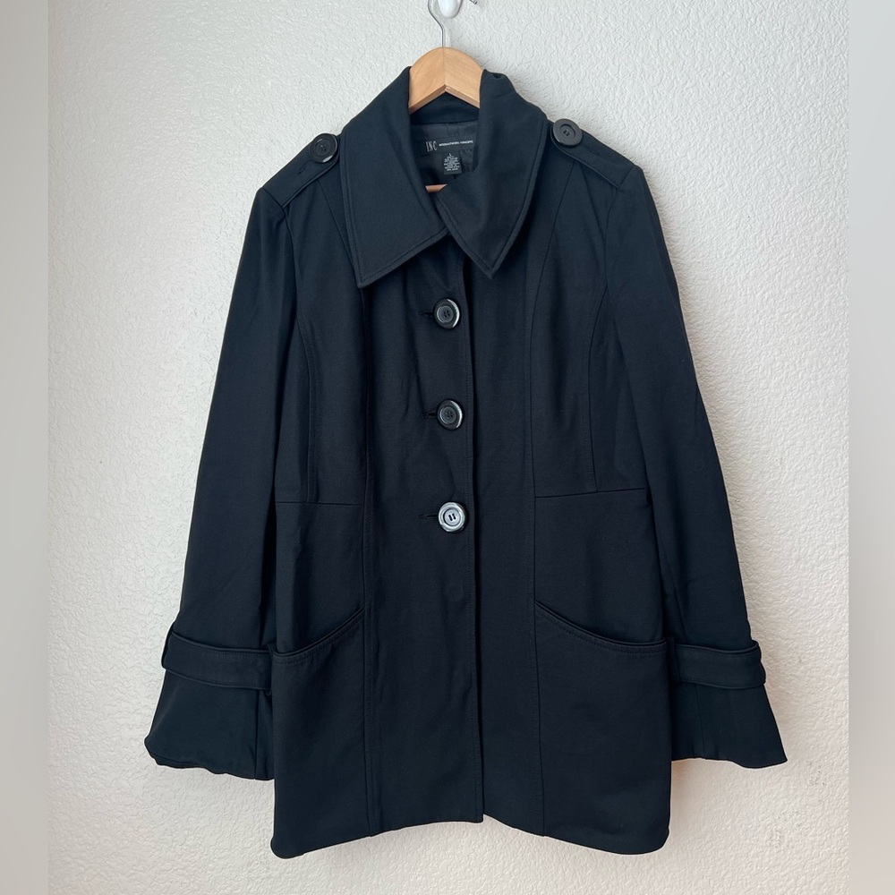 INC Black Trench Coat, L